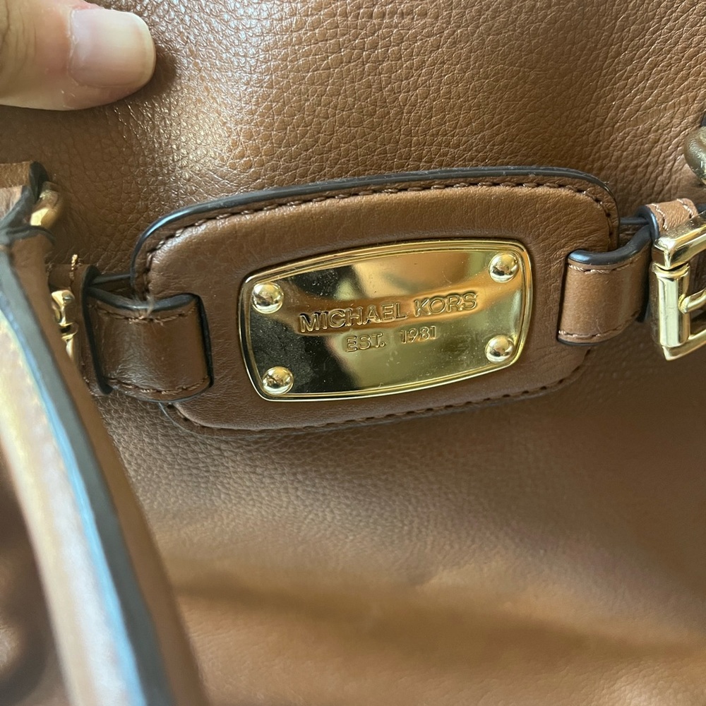 Michael Kors Brown Leather Shoulder Bag Large Tote Multi Pocket